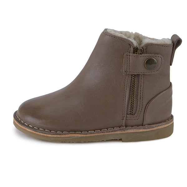 Winston Wool-lined Kids Ankle Boot Mushroom Burnished Leather